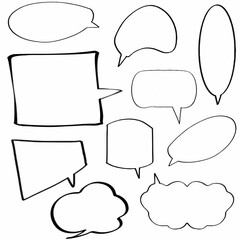 set hand drawn doodle speech bubbles, balloon, chat, speech, dialog, talk, chat, message template. vector design illustration