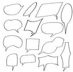 set hand drawn doodle speech bubbles, balloon, chat, speech, dialog, talk, chat, message template. vector design illustration