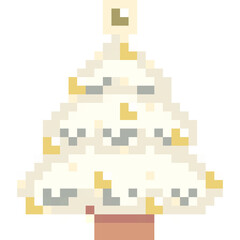 Christmas Tree Pixel 8bit Cute Art White