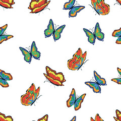 Bright multicolored butterflies seamless pattern. Wallpaper, background, children party, craft paper
