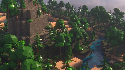 Low Poly island in ocean
