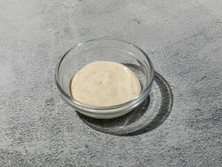 Special white sauce with spices closeup