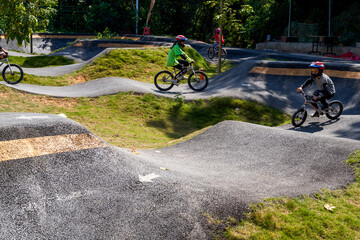 Outdoor dirt bike track in the park - Powered by Adobe