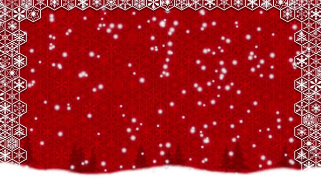 cg, 雪の中を走るトナカイの影絵, ループ背景用, 赤