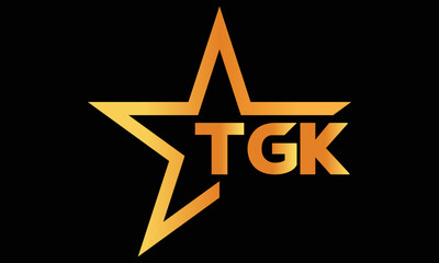 TGK golden luxury star icon three letter logo design vector template. royal logo | luxury logo | jewelry logo | premium logo | iconic logo | Victoria logo |