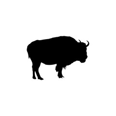 Bison icon. Simple style meat restaurant big sale poster background symbol. Bison brand logo design element. Bison t-shirt printing. Vector for sticker.