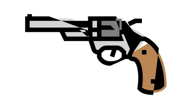 gun revolver color icon animation