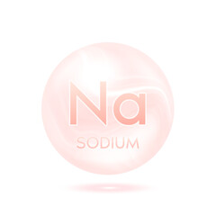 Sodium minerals capsule pink. Icon 3D minerals complex isolated on a white background for product design. Medical and scientific concepts. Icon 3D Vector EPS10 illustration.