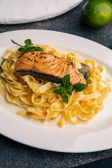 Pasta with salmon and herbs
