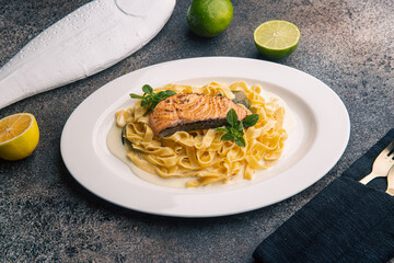 Pasta with salmon and herbs