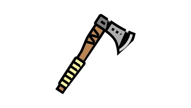 axe viking color icon animation