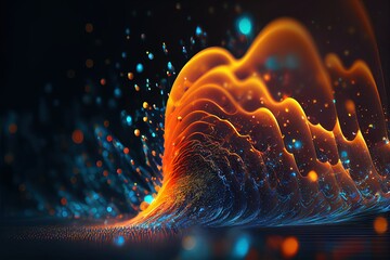 Wave lines trails flowing dynamic in diverse colors isolated on black background. AI technology, science, digital and communication concept. Digital illustration