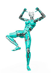 amazing robot is doing a hiphop dance with style