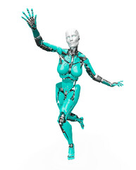 amazing robot is running desperately