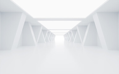 White abstract futuristic tunnel,
