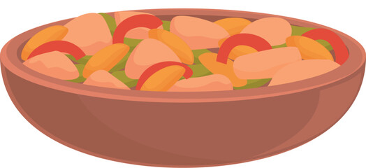 Meat salad icon cartoon vector. Chinese food. Happy asian