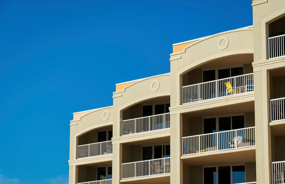 Facade of a building with balconies in Destin, Florida
