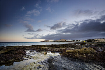 Sunset on the coast of fuerteventura

