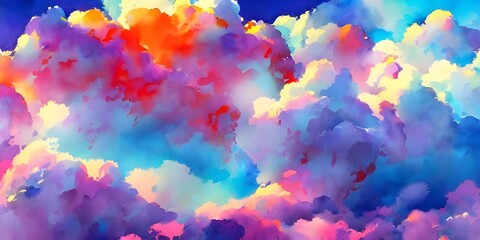 The clouds in the sky are like colorful cotton candy. They're fluffy and make me want to reach out and touch them.