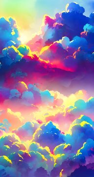 The colorful clouds watercolor is a beautiful work of art. The colors are so vibrant and the detail is amazing. It's like looking at a sky full of diamonds.