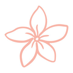 Cute pink line flower, decorative botanical element