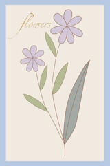 Vector flat illustration. A flower market inspired gallery wall poster. Floral illustrations. Composition for wall art, posters, greetings and invitations.