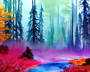 The colors in the forest are so beautiful and vibrant. The watercolor paint has made the trees come to life on the page. It's a cold winter day, but standing in this serene Forest makes me feel warm a