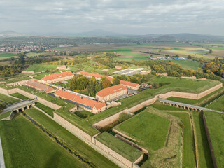Fototapeta na wymiar Aerial view of the fortress in the city of Terezin in the Czech Republic