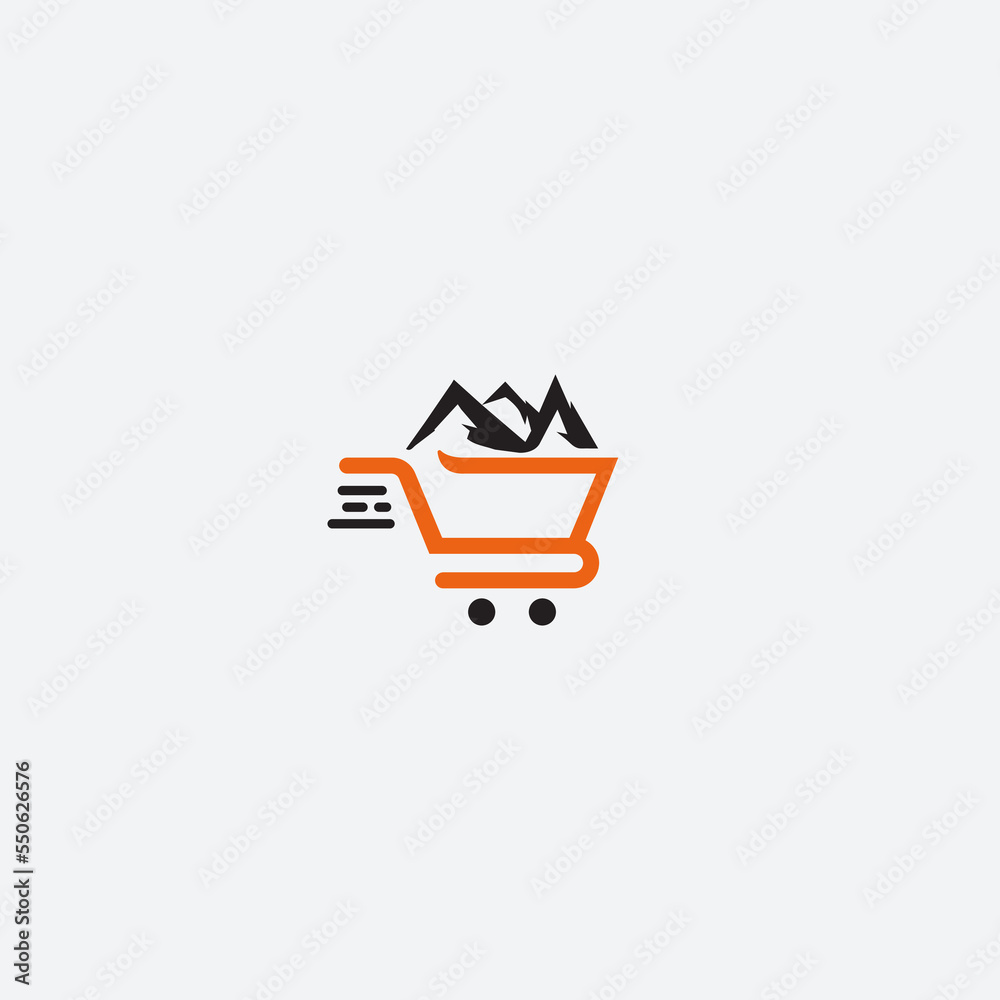 Wall mural Mountain and shopping trolley symbol logo icon