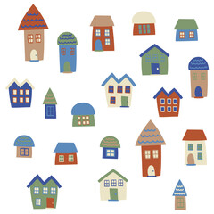 Fototapeta premium 北欧風 カラフルなお家のイラスト素材