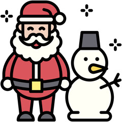Santa Claus with snowman icon, Christmas related vector illustration