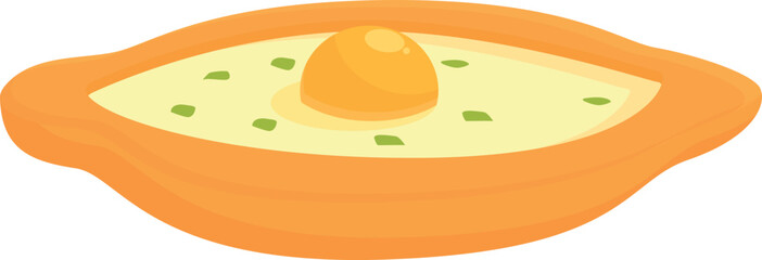 Khachapuri egg icon cartoon vector. Pastry cuisine. National food