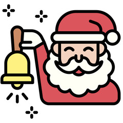 Santa Claus with bell icon, Christmas related vector illustration