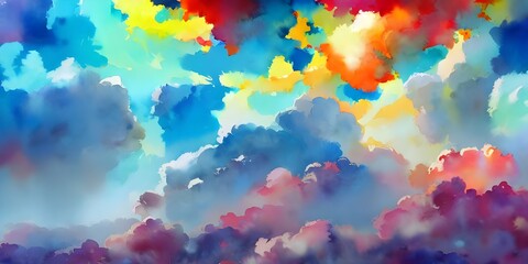 A burst of color against a summer sky, these delicate clouds seem to be floating on air. The blue and white swirls are accented by touches of pink and orange, creating a pleasant scene that encourages