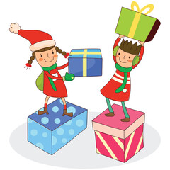 Happy Children with Christmas Gifts
- 550627908