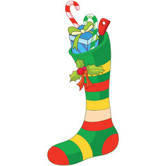 a sock pocket full of Christmas presents
- 550627970