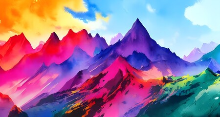 The watercolor mountains are so colorful and beautiful. I can't believe that they're real.