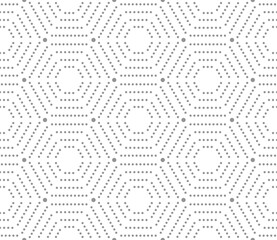 Naklejka premium Geometric repeating vector ornament light with hexagonal dotted elements. Geometric modern ornament. Seamless abstract modern pattern