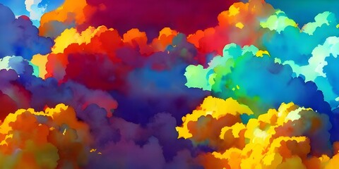 The clouds are colorful and the watercolor is beautiful. The colors are so bright and pretty, they make me happy.
