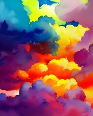 A beautiful sky filled with fluffy, colorful clouds.