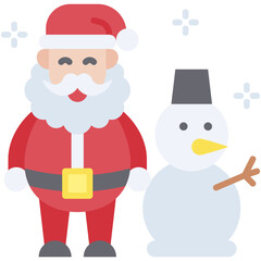 Santa Claus with snowman icon, Christmas related vector illustration