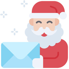 Santa Claus with mail icon, Christmas related vector illustration