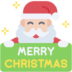 Santa Claus with merry christmas sign icon, Christmas related vector illustration