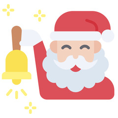Santa Claus with bell icon, Christmas related vector illustration