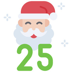 Santa Claus with number 25 icon, Christmas related vector illustration
