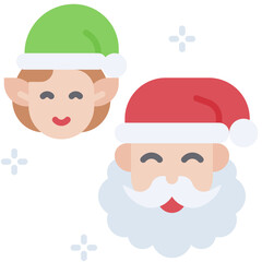 Santa Claus with elf icon, Christmas related vector illustration