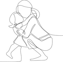 one line drawing of hugging couple vector minimalism. Single hand drawn continuous of man and woman in romantic moment. Vector illustration