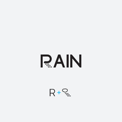 R letter plus rain drops logo design