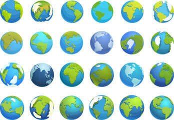 Globe icons set cartoon vector. Earth map. Planet world