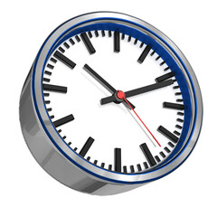 3d Straßen Uhr glänzend, verchromt  mit Ziffernblatt, Stundenzeiger, Minutenzeiger und Sekundenzeiger , freigestellt